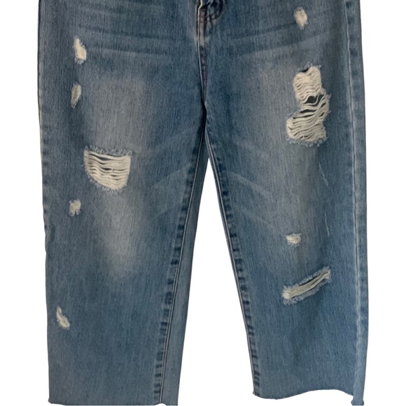 HABITUAL Wide Leg High Rise Crop Distressed Jeans Size 14 - Picture 16 of 16